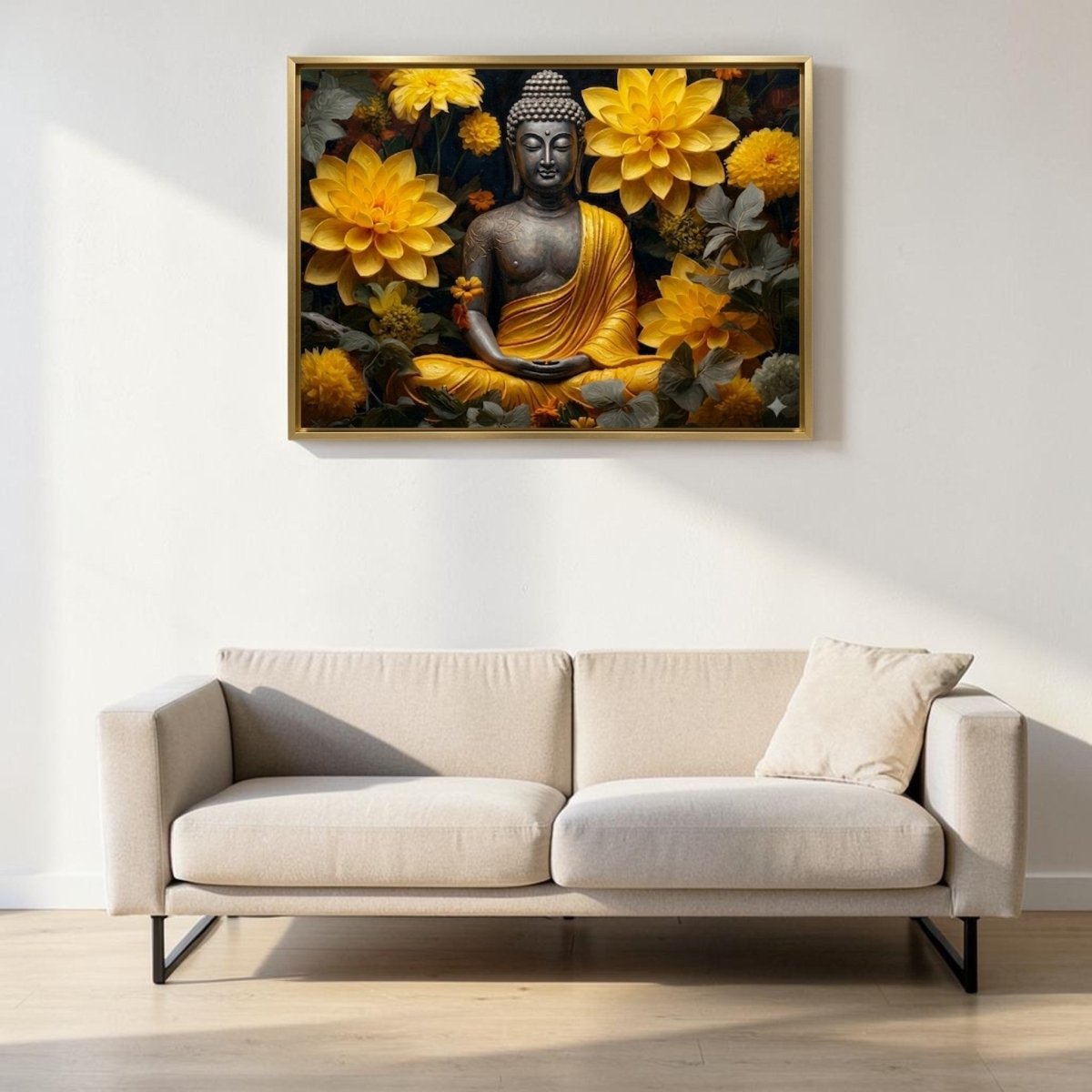 The Pitambara Buddha: The Golden Blossom Serenity (36 x 24 Inches)