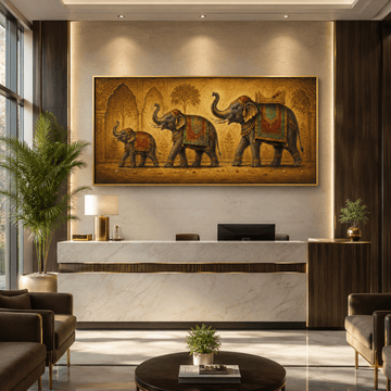 The Prosperity March – Three Elephants Wall Decor (48 x 24 Inches)