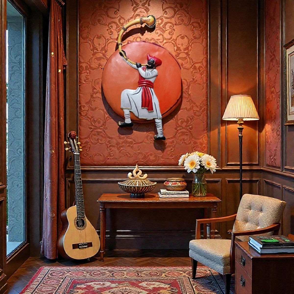 The Royal Proclamation: Traditional Maharashtrian Tutari Player Wall Art (24 x 20 Inches)