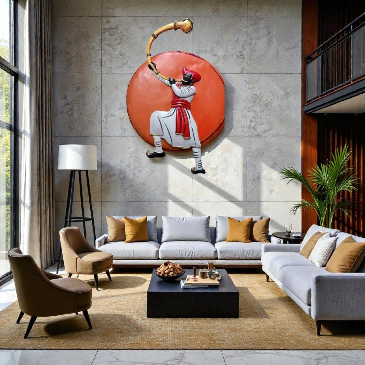 The Royal Proclamation: Traditional Maharashtrian Tutari Player Wall Art (24 x 20 Inches)