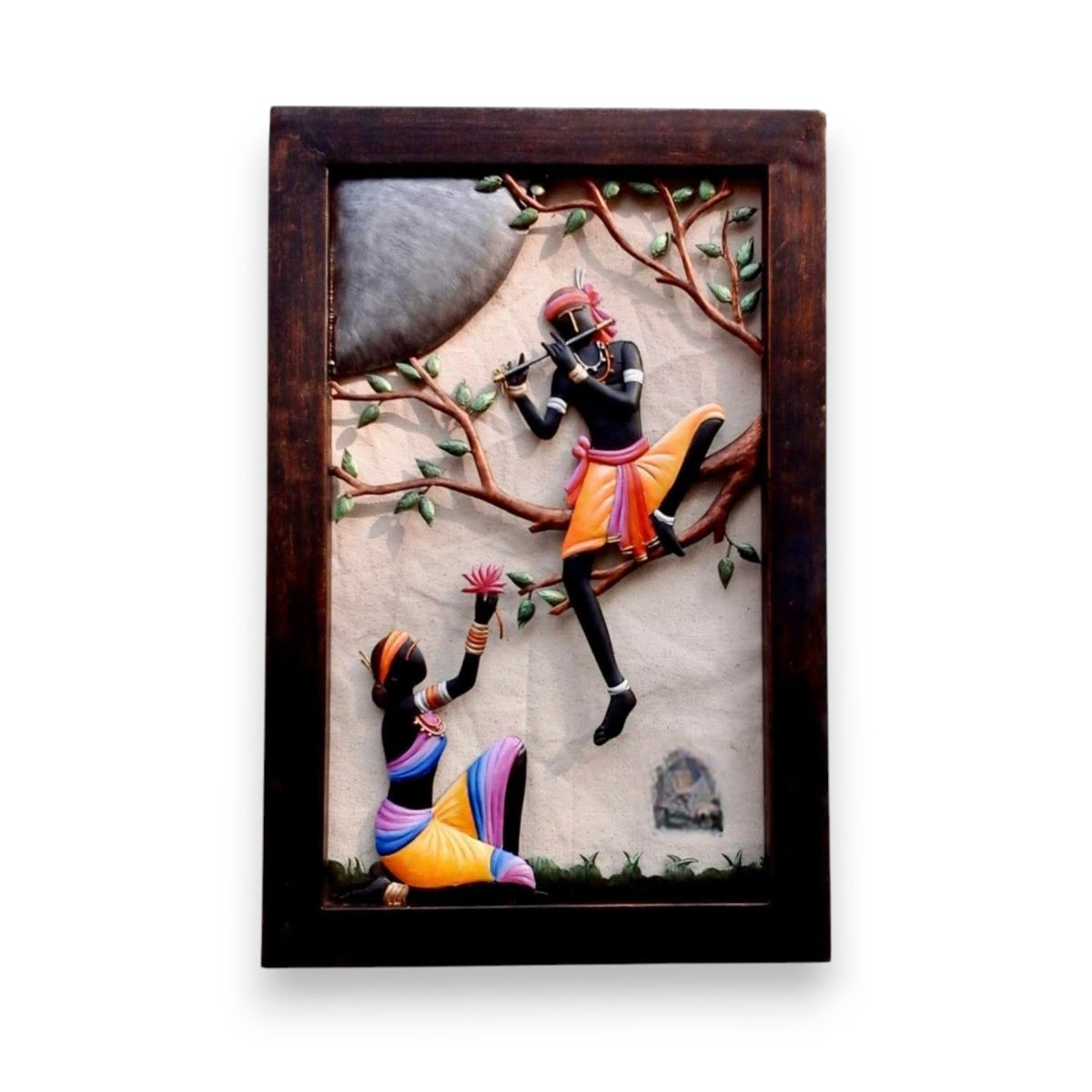 The Sacred Lotus: Premium Ethnic Tree of Life & Krishna Sculpture (24 x 16 Inches)