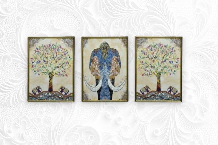 The Serene Trio Crystal Glass Painting Set of 3 (150 x 70 Cm)