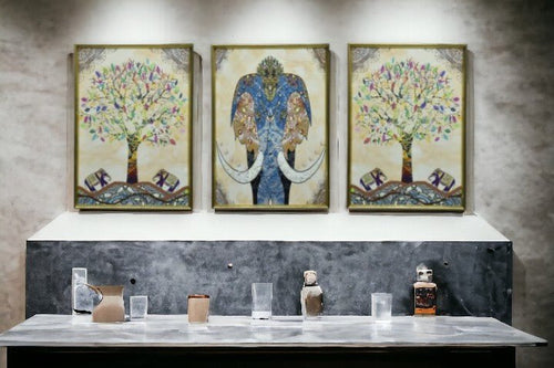 The Serene Trio Crystal Glass Painting Set of 3 (150 x 70 Cm)