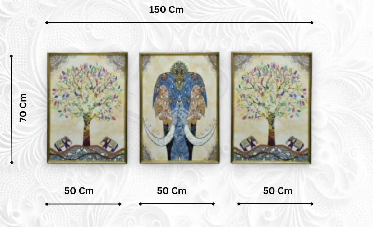 The Serene Trio Crystal Glass Painting Set of 3 (150 x 70 Cm)
