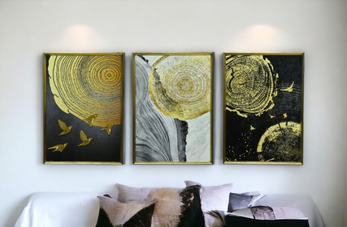 The Shimmering Mosaic Crystal Glass Painting Set of 3 (150 x 70 Cm )