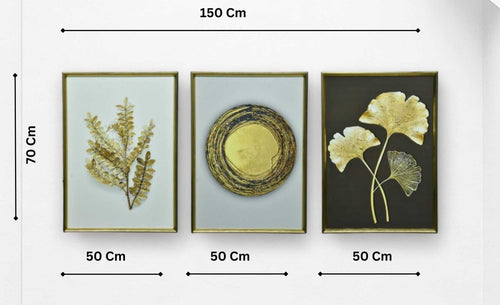 The Shimmering Trifecta Crystal Glass Painting Set of 3 (150 x 70 Cm)