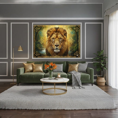 The Simha Raj: The Eternal Lion of Divine Protection (36 x 24 Inches)