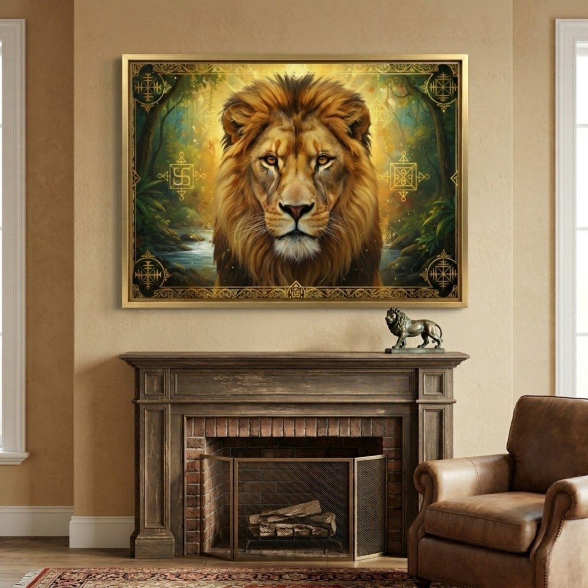 The Simha Raj: The Eternal Lion of Divine Protection (36 x 24 Inches)