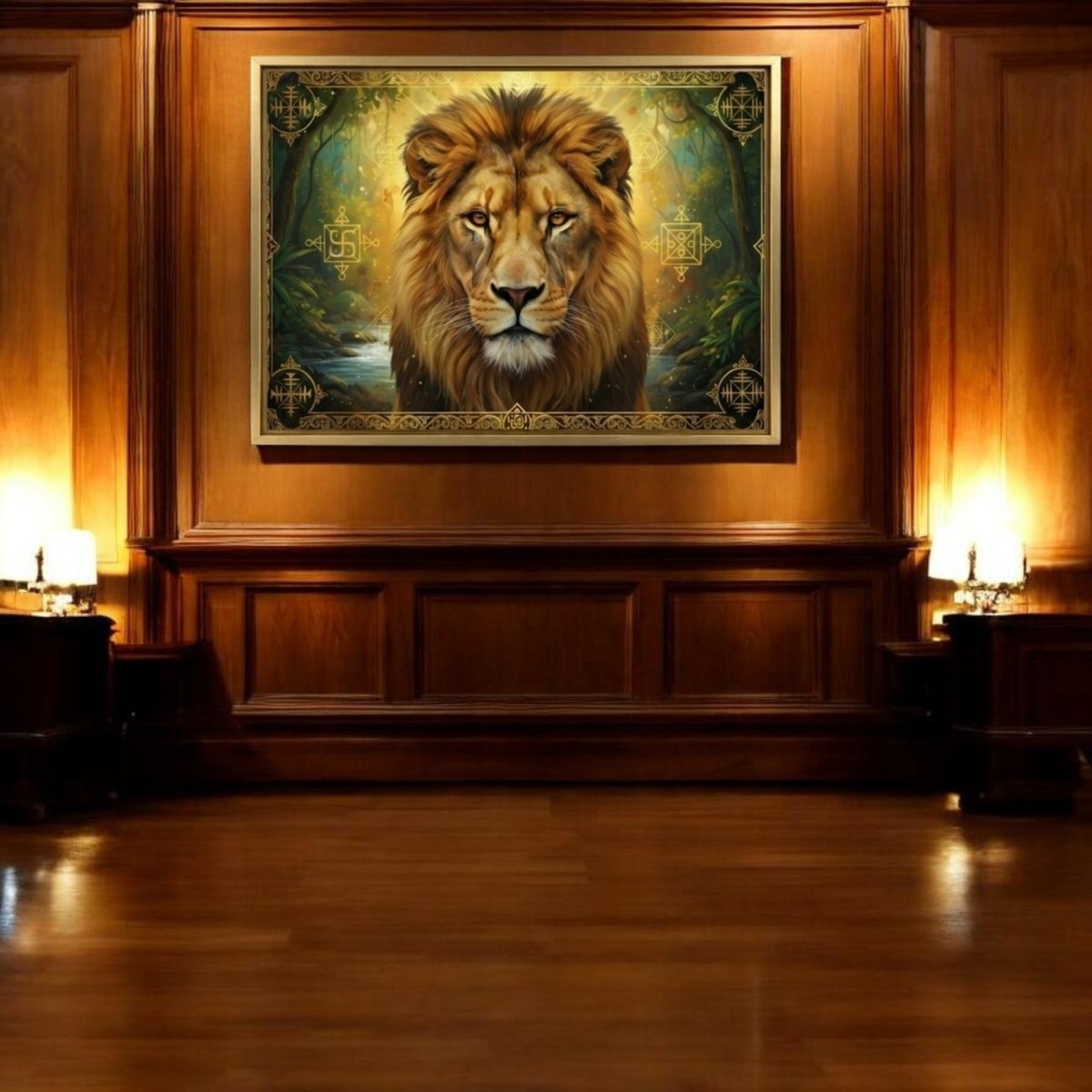 The Simha Raj: The Eternal Lion of Divine Protection (36 x 24 Inches)