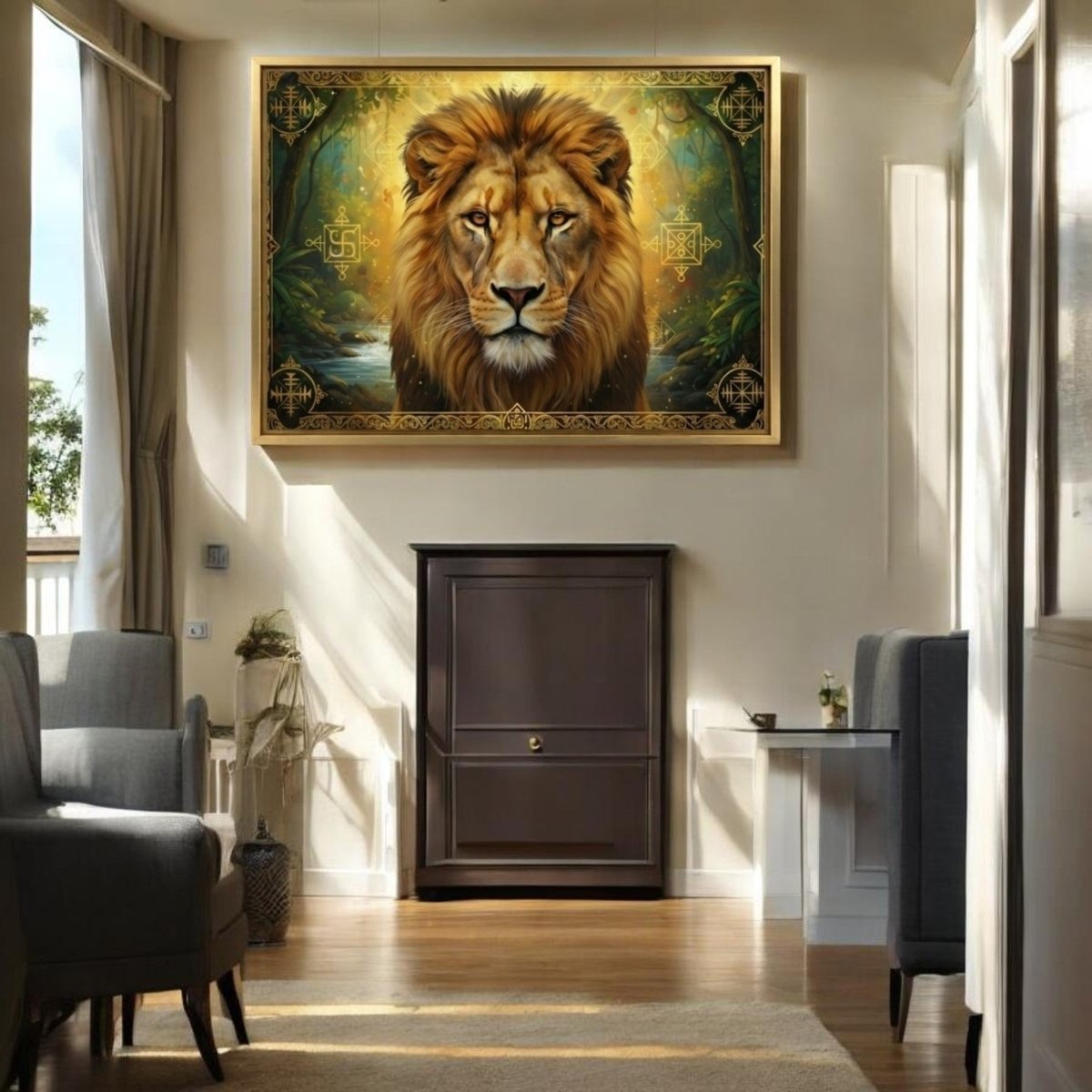 The Simha Raj: The Eternal Lion of Divine Protection (36 x 24 Inches)