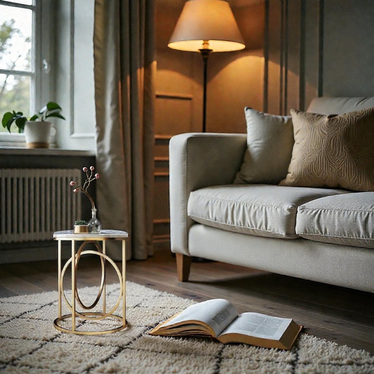 The Snowdrift White Round End Table With Marble Top