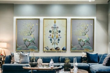 The Solar Stag Crystal Glass Painting Set of 3 (150 x 70 Cm)