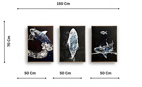 The Song of the Whales Crystal Glass Painting Set of 3 (150 x 70 Cm)