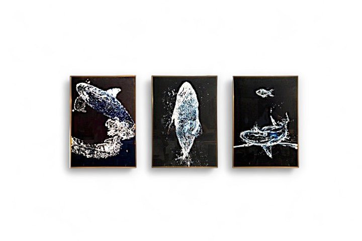 The Song of the Whales Crystal Glass Painting Set of 3 (150 x 70 Cm)