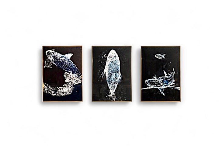 The Song of the Whales Crystal Glass Painting Set of 3 (150 x 70 Cm)