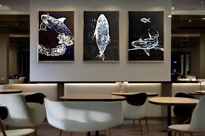 The Song of the Whales Crystal Glass Painting Set of 3 (150 x 70 Cm)