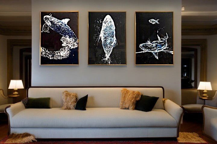 The Song of the Whales Crystal Glass Painting Set of 3 (150 x 70 Cm)