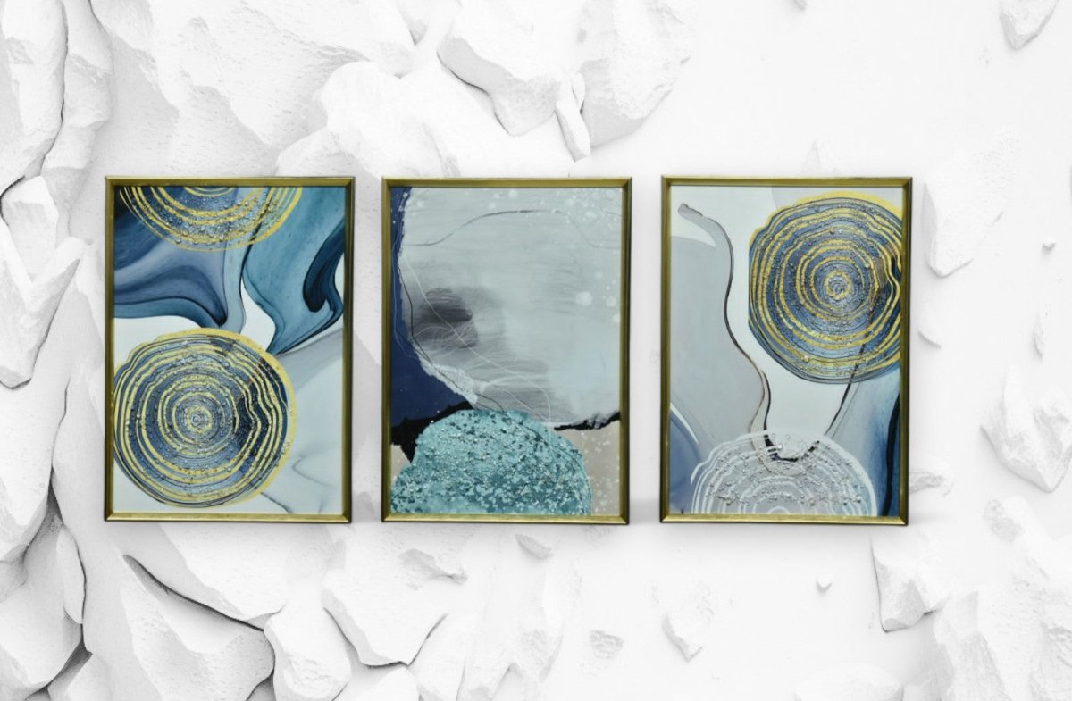 The Spectral Cascade Crystal Glass Painting Set of 3 (150 x 70 Cm)