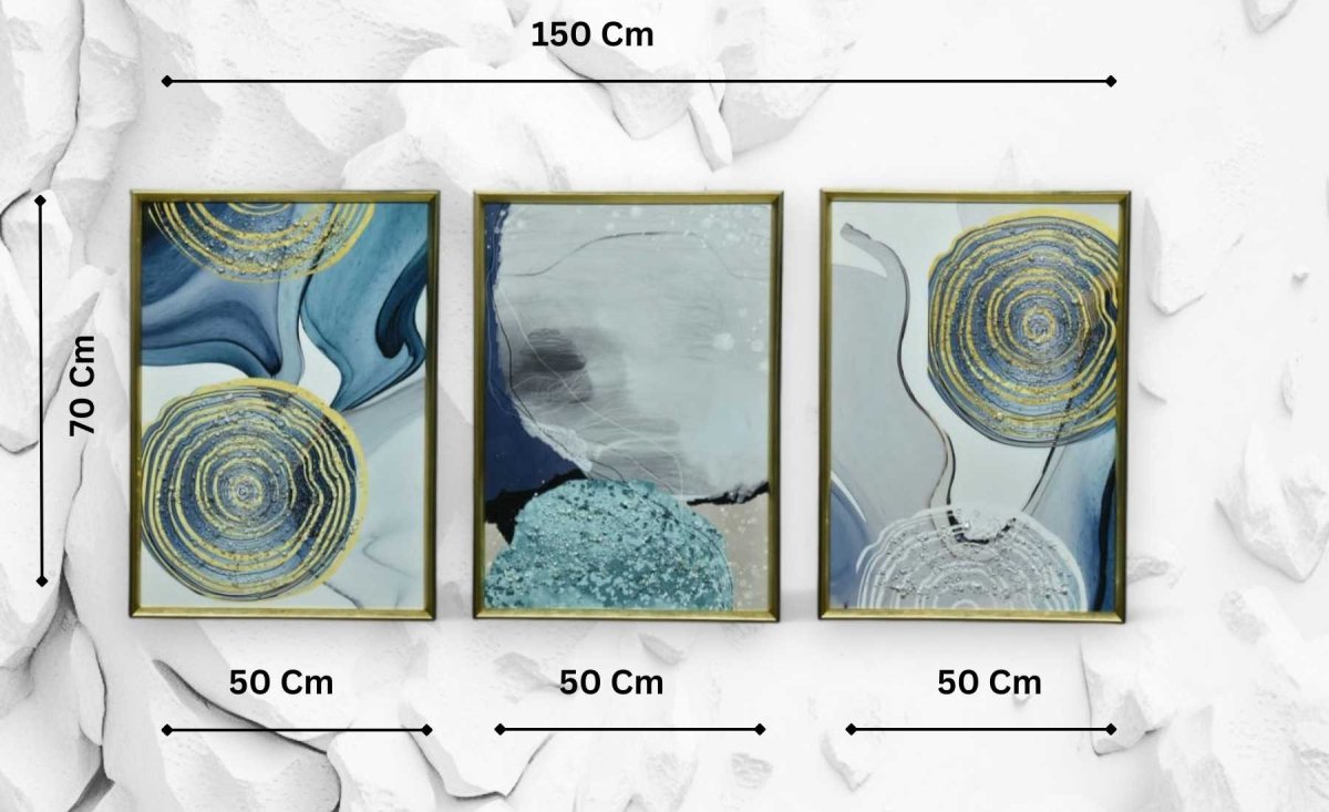 The Spectral Cascade Crystal Glass Painting Set of 3 (150 x 70 Cm)