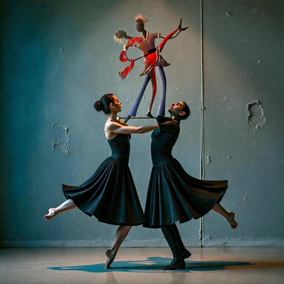 The Spirit of Motion: Modern Ethnic Dancing Couple Decor (24 x 20 Inches)