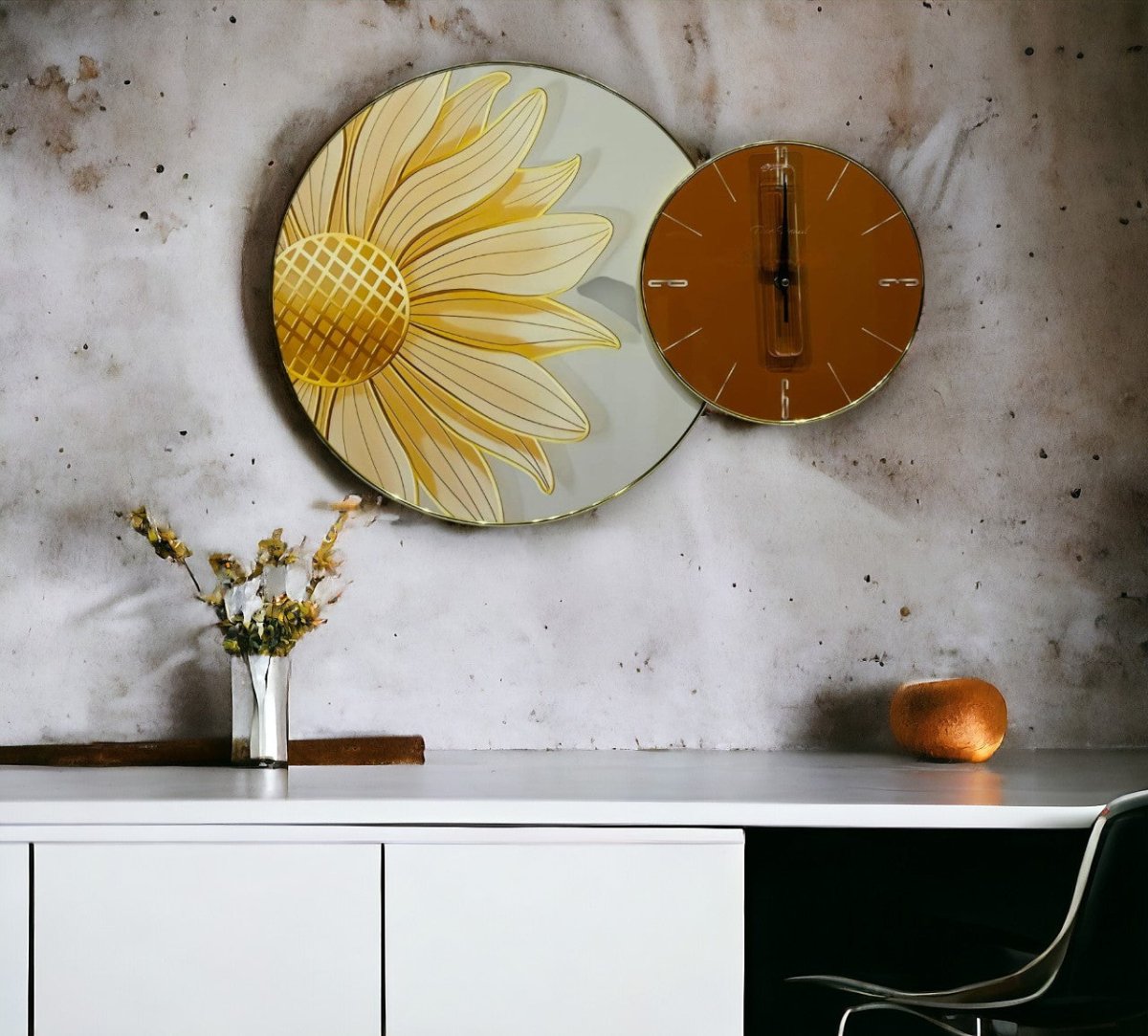 The Sunny Sunflower Crystal Wall Clock (24 x 16 Inches)