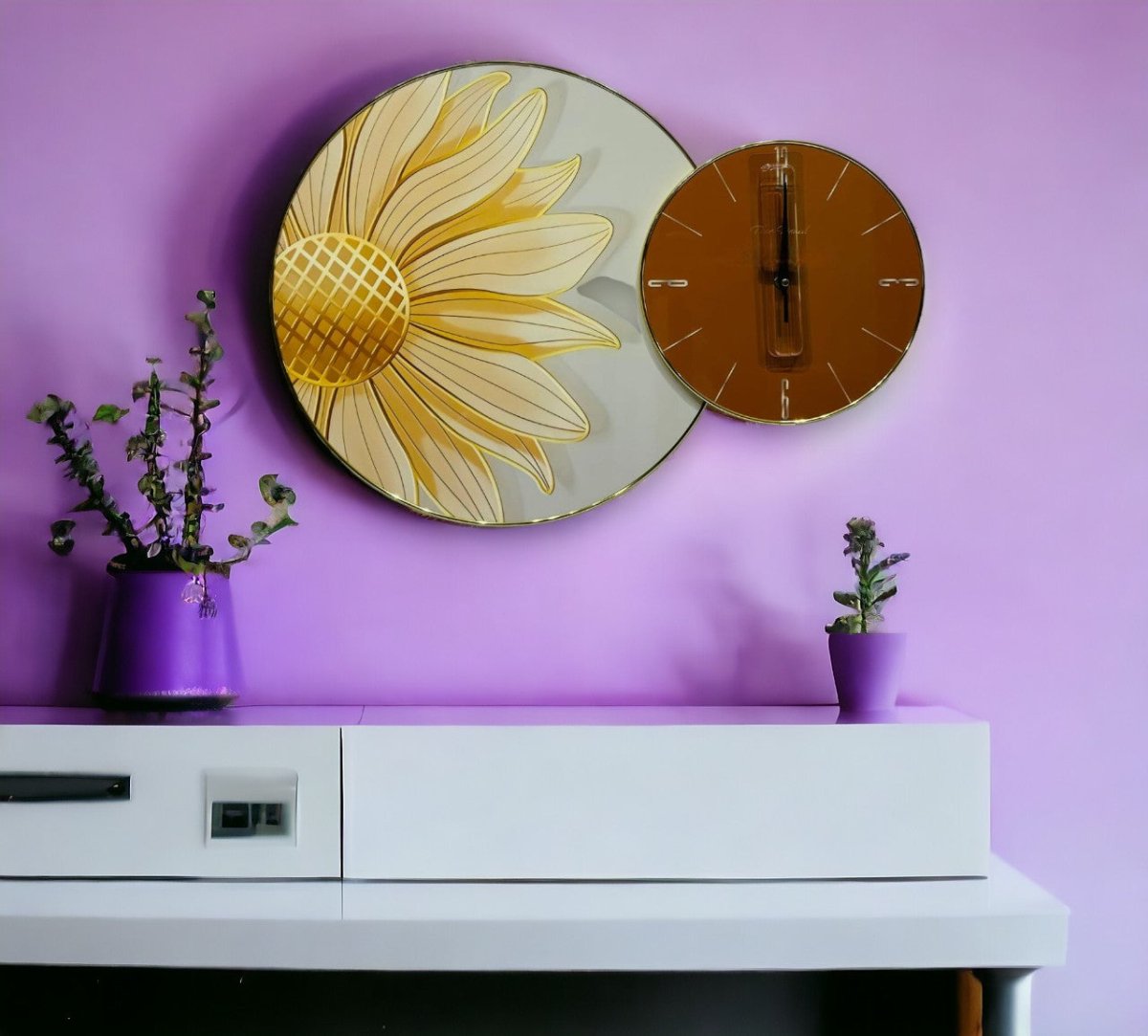 The Sunny Sunflower Crystal Wall Clock (24 x 16 Inches)