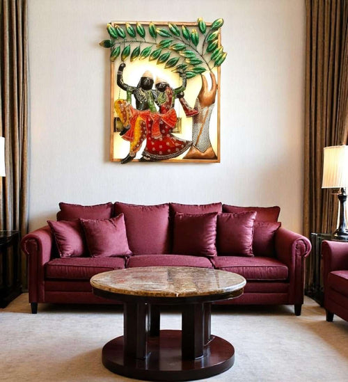 The Swing of Love: Radha Krishna Framed (19.5 x 23 Inches)