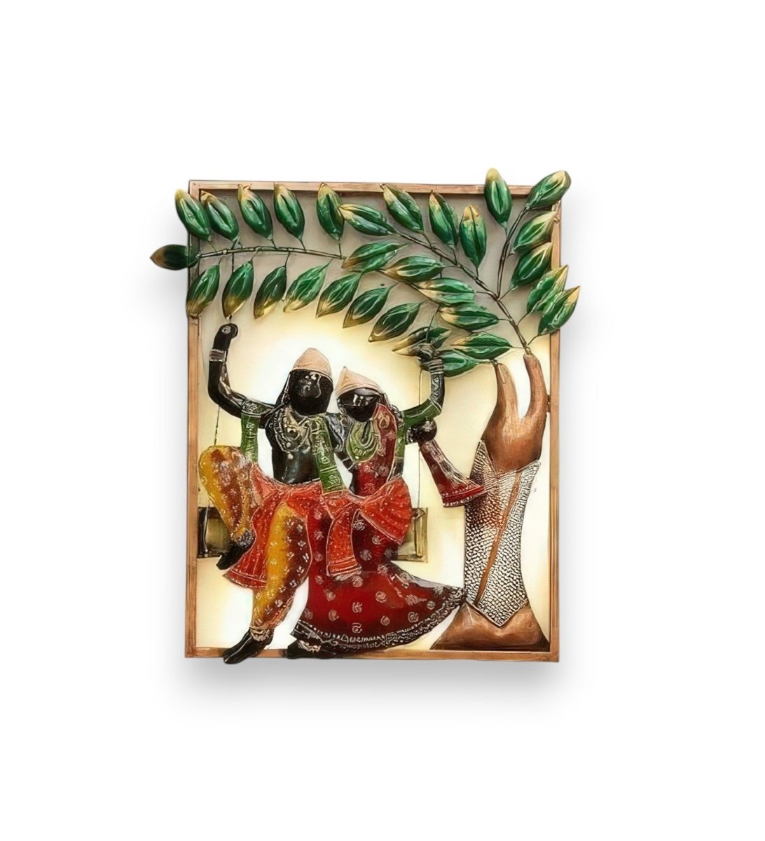 The Swing of Love: Radha Krishna Framed (19.5 x 23 Inches)