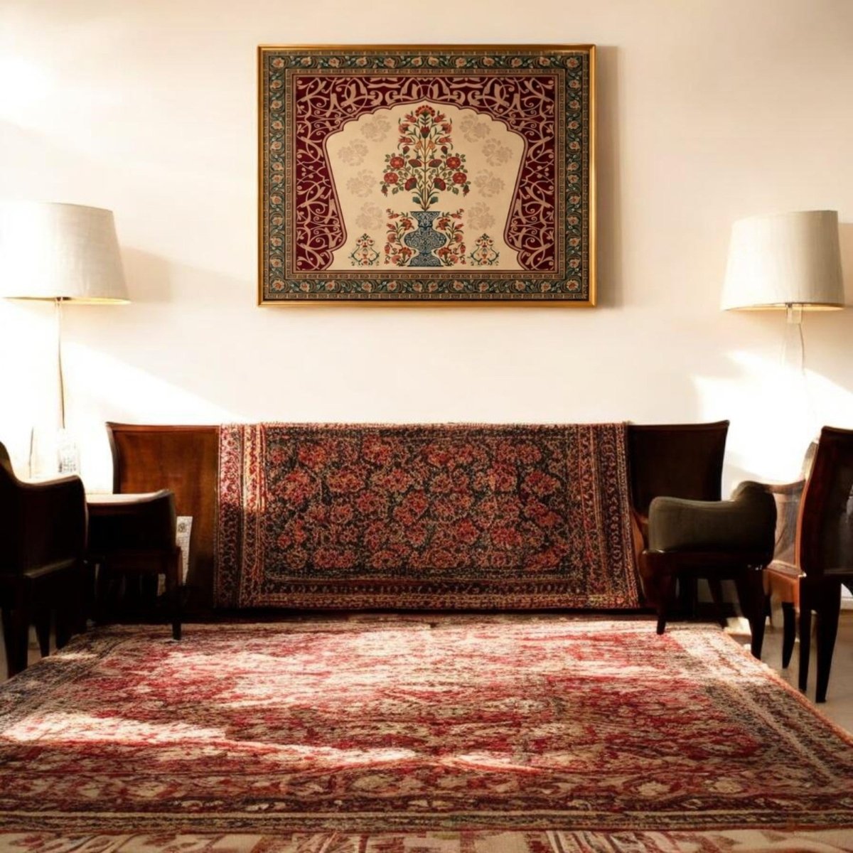 The Timeless Kalamkari: The Floral Alcove (48 x 36 Inches)