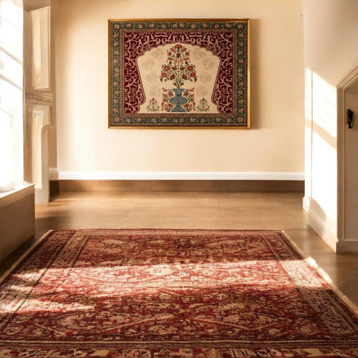 The Timeless Kalamkari: The Floral Alcove (48 x 36 Inches)