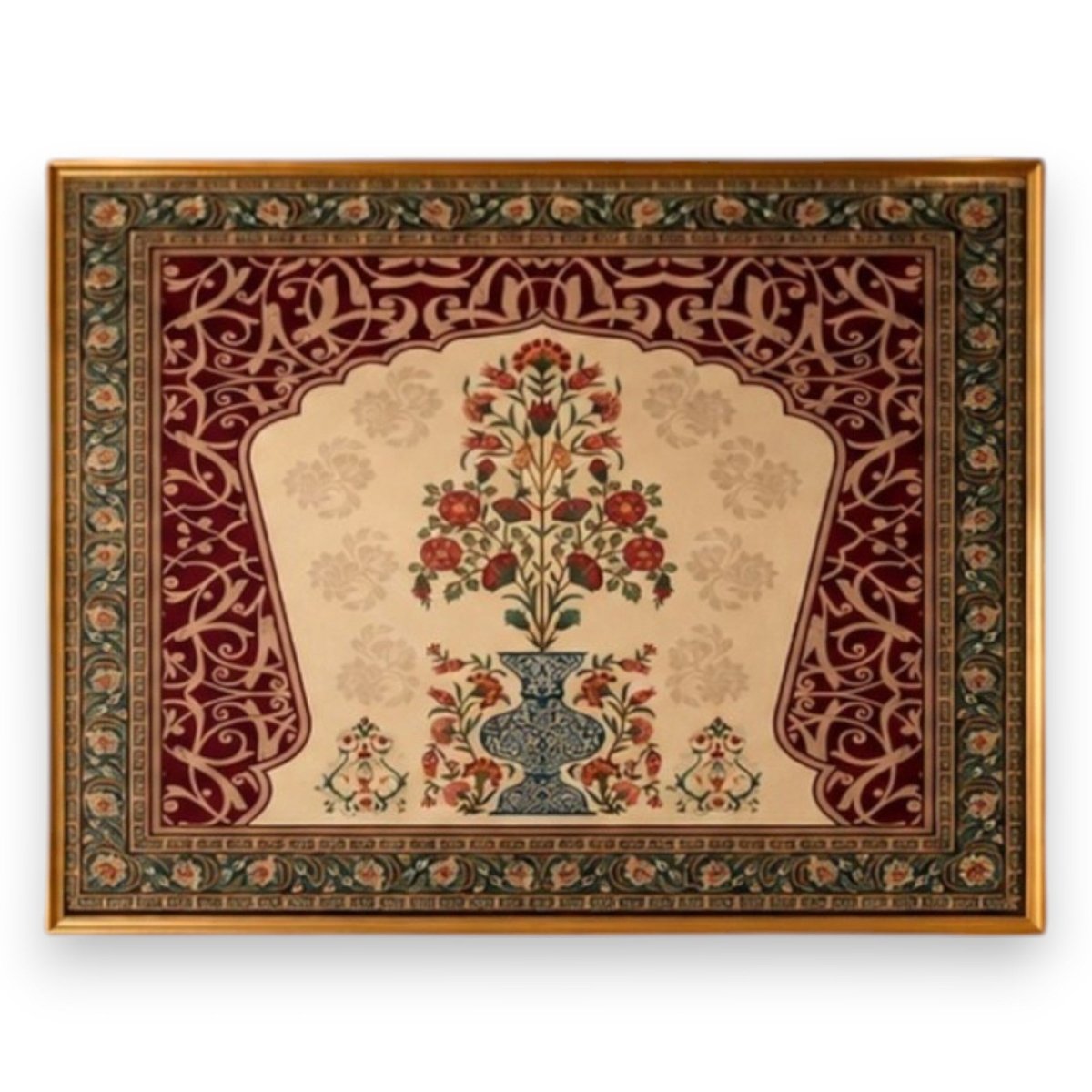 The Timeless Kalamkari: The Floral Alcove (48 x 36 Inches)