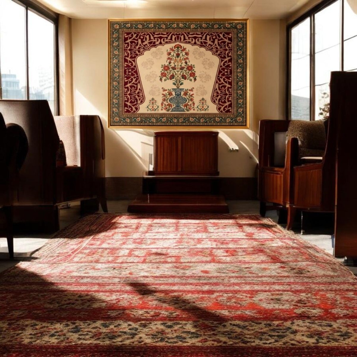 The Timeless Kalamkari: The Floral Alcove (48 x 36 Inches)