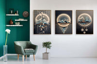 Thumbnail for The Tranquil Night Crystal Glass Painting Set of 3 (150 x 70 Cm)