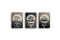 Thumbnail for The Tranquil Night Crystal Glass Painting Set of 3 (150 x 70 Cm)