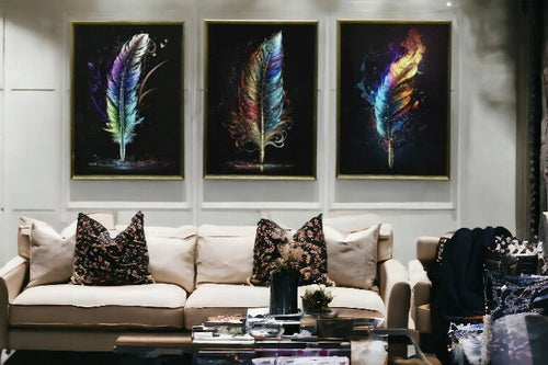The Triad of Tropics Crystal Glass Painting Set of 3 (150 x 70 Cm)