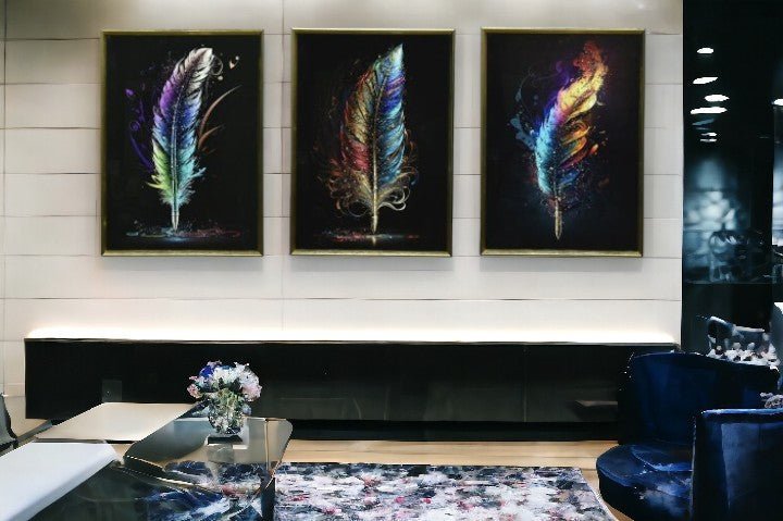 The Triad of Tropics Crystal Glass Painting Set of 3 (150 x 70 Cm)