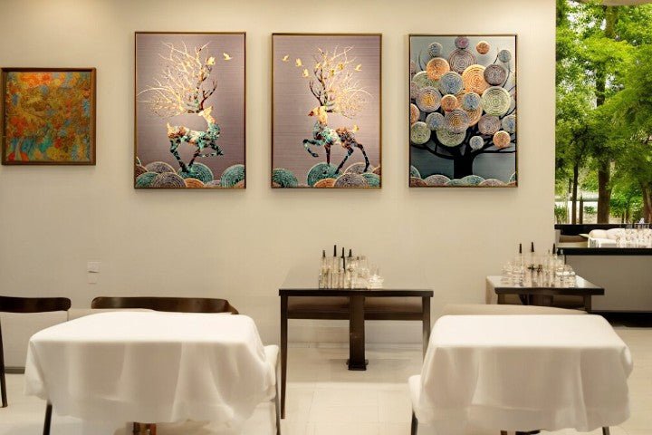The Triangular Visions Crystal Glass Painting Set of 3 (150 x 70 Cm)