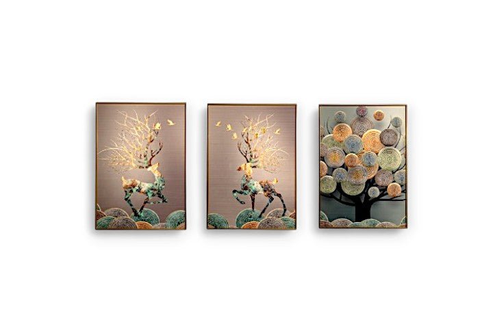 The Triangular Visions Crystal Glass Painting Set of 3 (150 x 70 Cm)