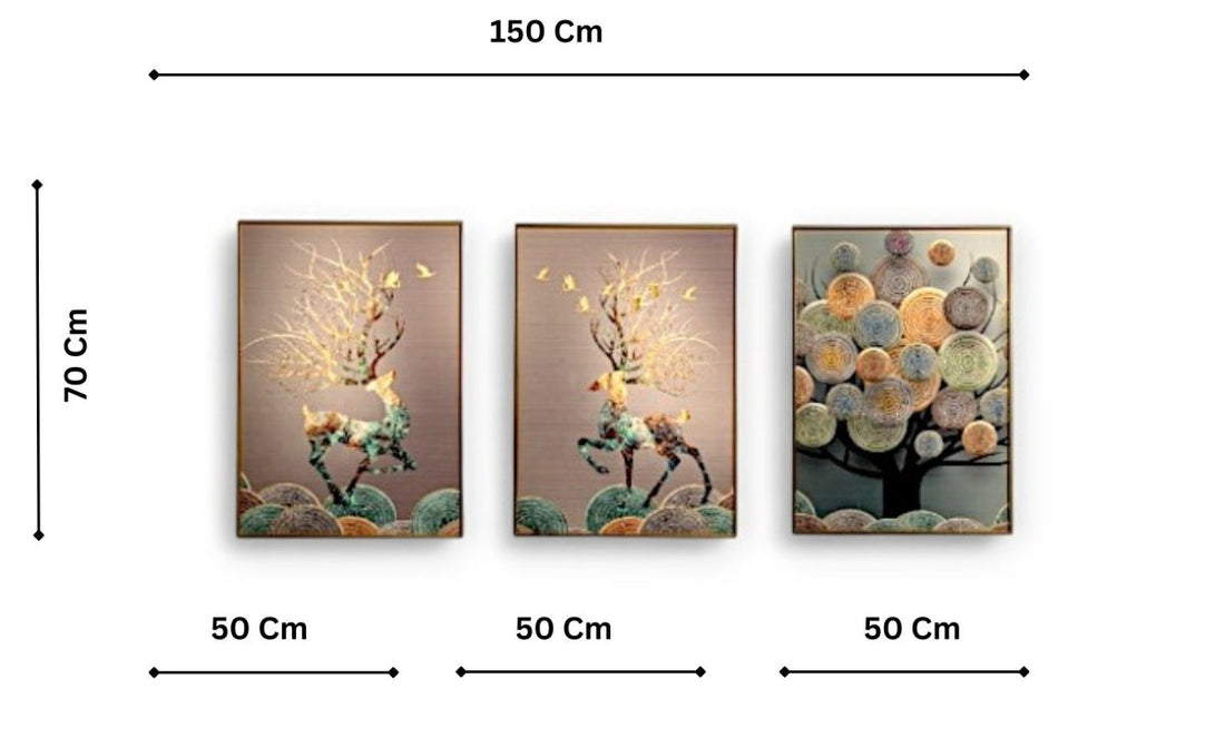 The Triangular Visions Crystal Glass Painting Set of 3 (150 x 70 Cm)