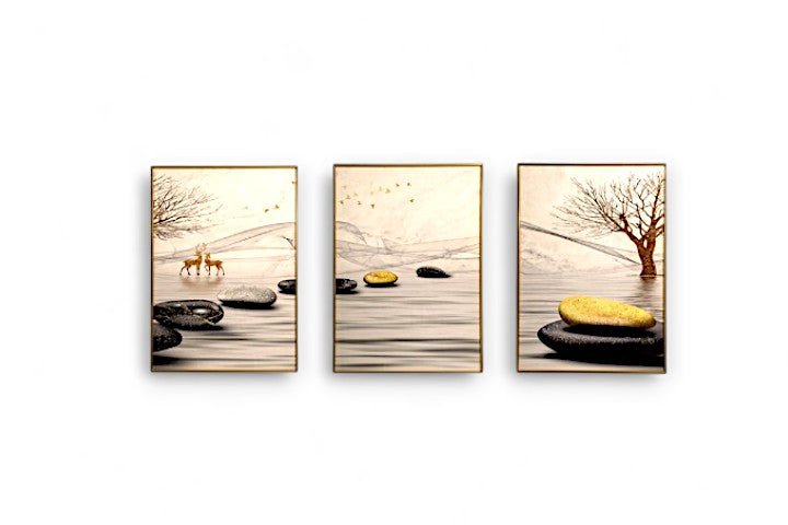 The Triangular Woodlands Crystal Glass Painting Set of 3 (150 x 70 Cm)