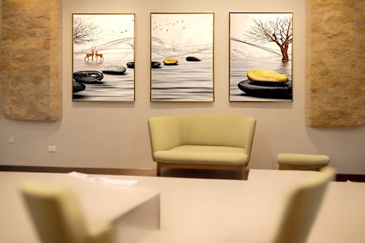 The Triangular Woodlands Crystal Glass Painting Set of 3 (150 x 70 Cm)