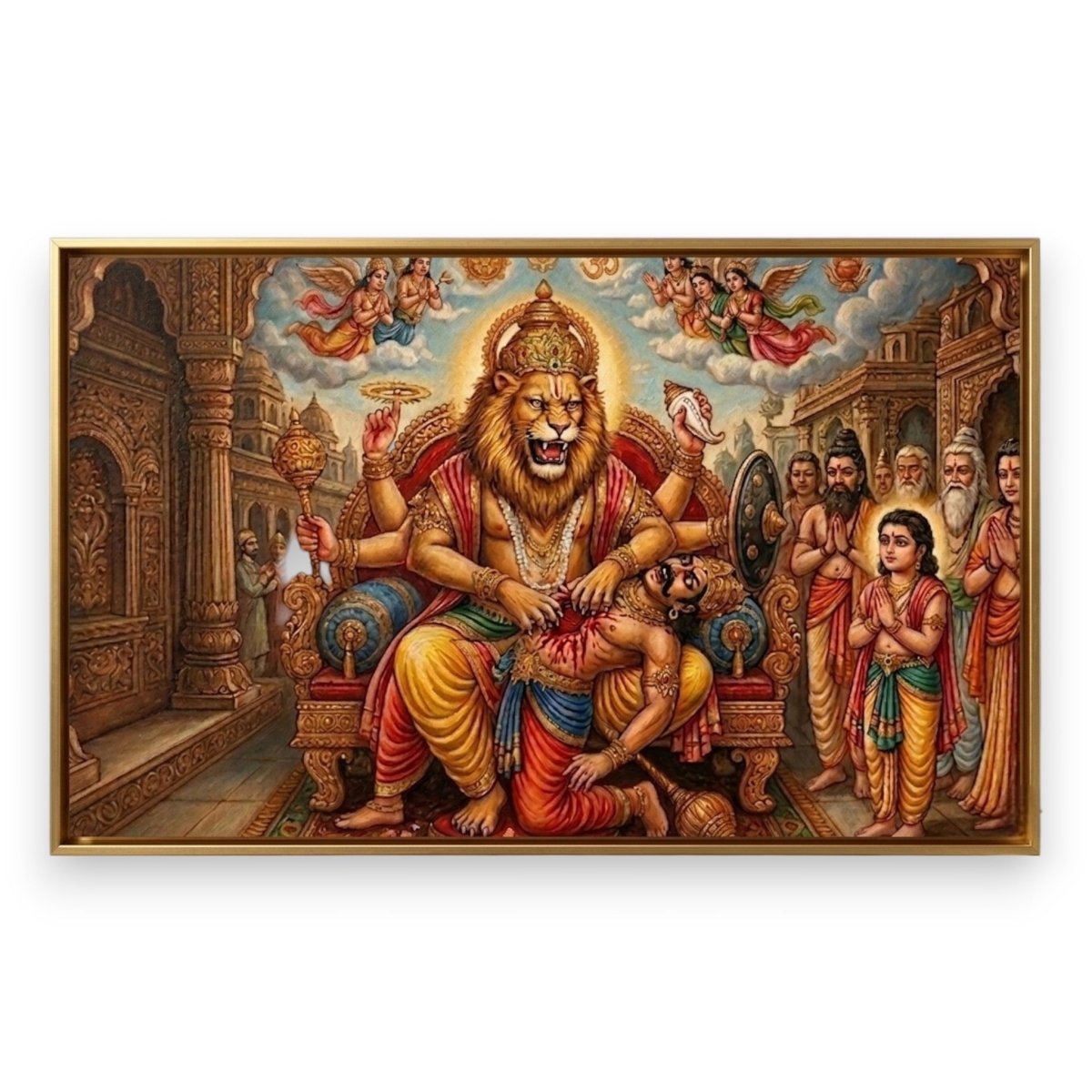 The Triumph of Narasimha: Prahlada’s Protector: The Lion Avatar (48 x 29 Inches)