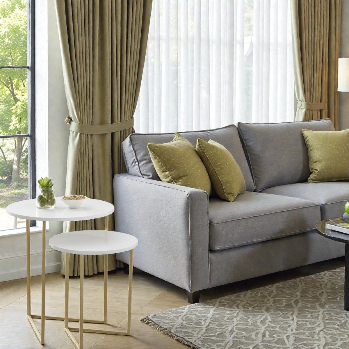 The Triune Sophisticated Triangles End Table for Sofa: Set Of 2
