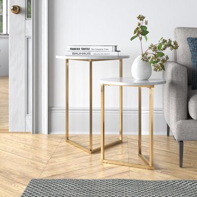 The Triune Sophisticated Triangles End Table for Sofa: Set Of 2