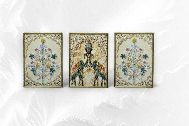 The Unfurled Dreams Crystal Glass Painting Set of 3 (150 x 70 Cm)