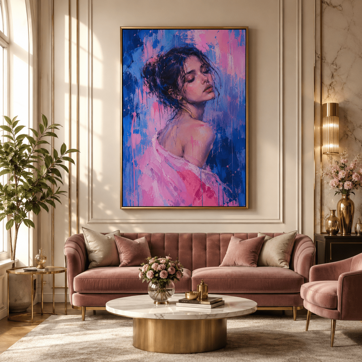 The Velvet Reverie – Abstract Female Portrait Canvas (24 x 36 Inches)