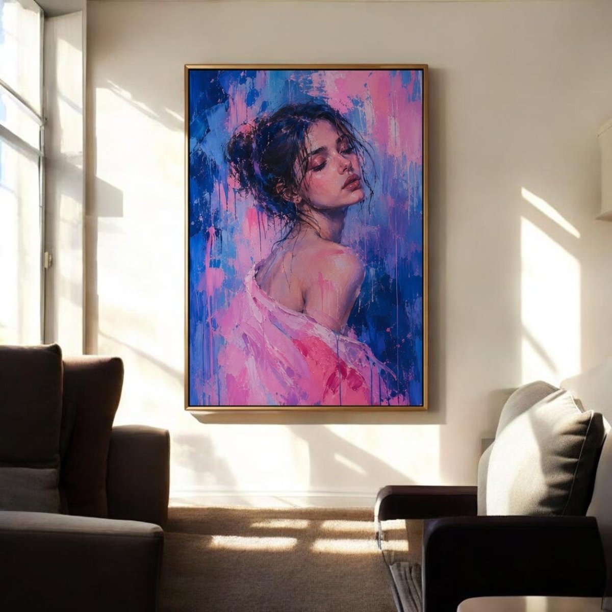 The Velvet Reverie – Abstract Female Portrait Canvas (24 x 36 Inches)