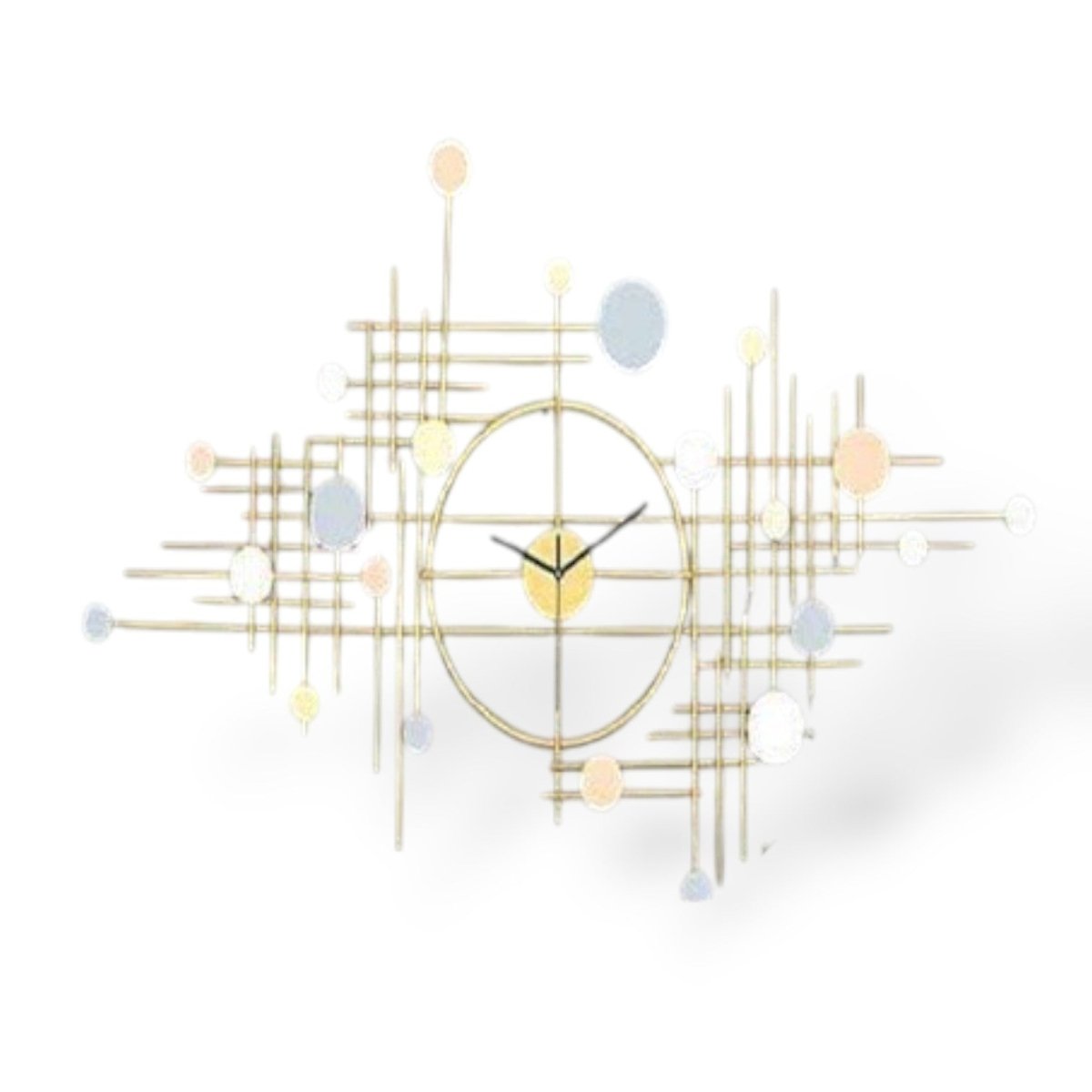 The Vesper:Gold & Pastel Wall Clock (50 x 26 Inches)