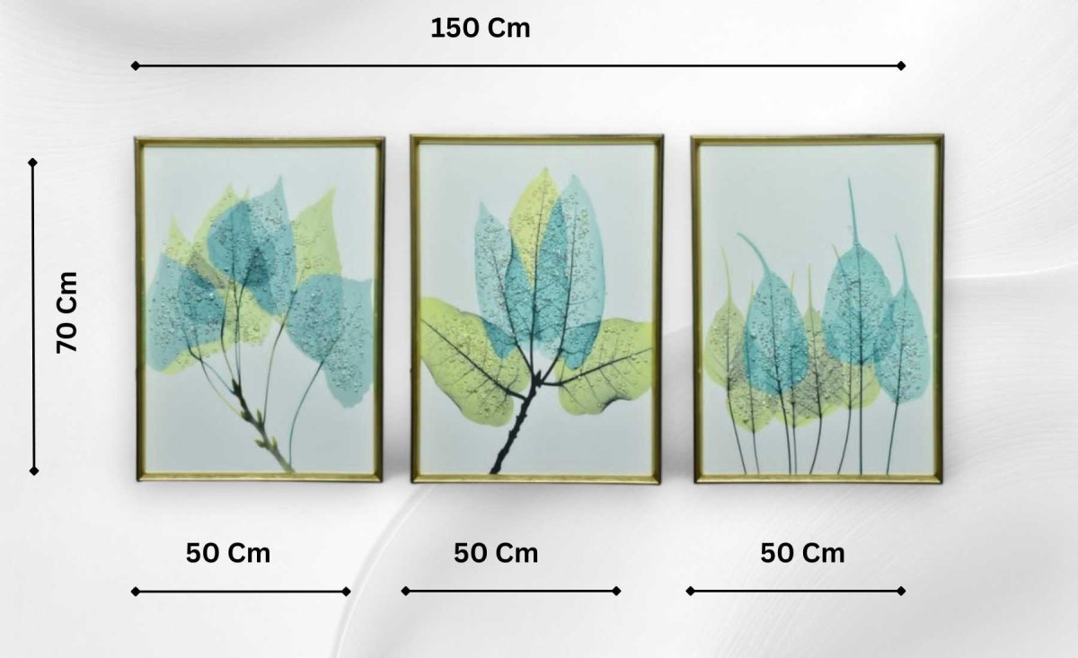 The Whispering Fronds Triptych Crystal Glass Painting Set of 3 (150 x 70 Cm)