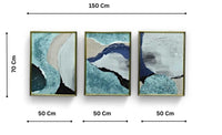 Thumbnail for The Whispering Lagoon Crystal Glass Painting Set of 3 (150 x 70 Cm)